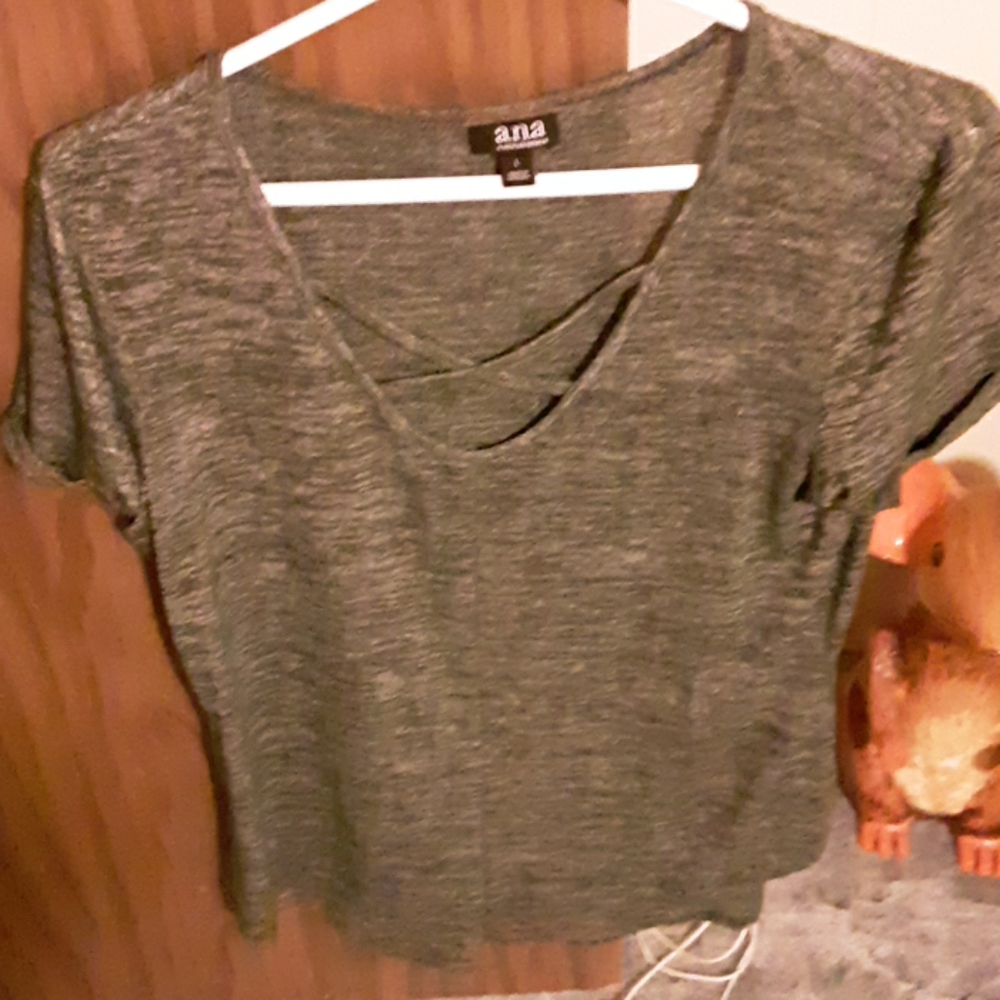 A.n.a. brand Dark green low cut scoop neck